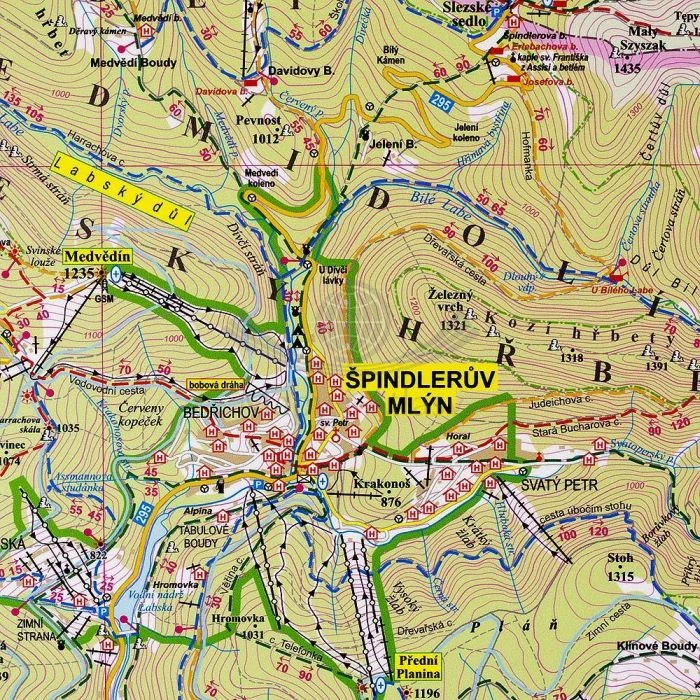 Karkonosze Polskie i Czeskie 1:35 000. Mapa ścienna turystyczna. Fragment 1