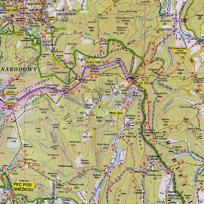 Karkonosze Polskie i Czeskie 1:35 000. Mapa ścienna turystyczna. Fragment 2