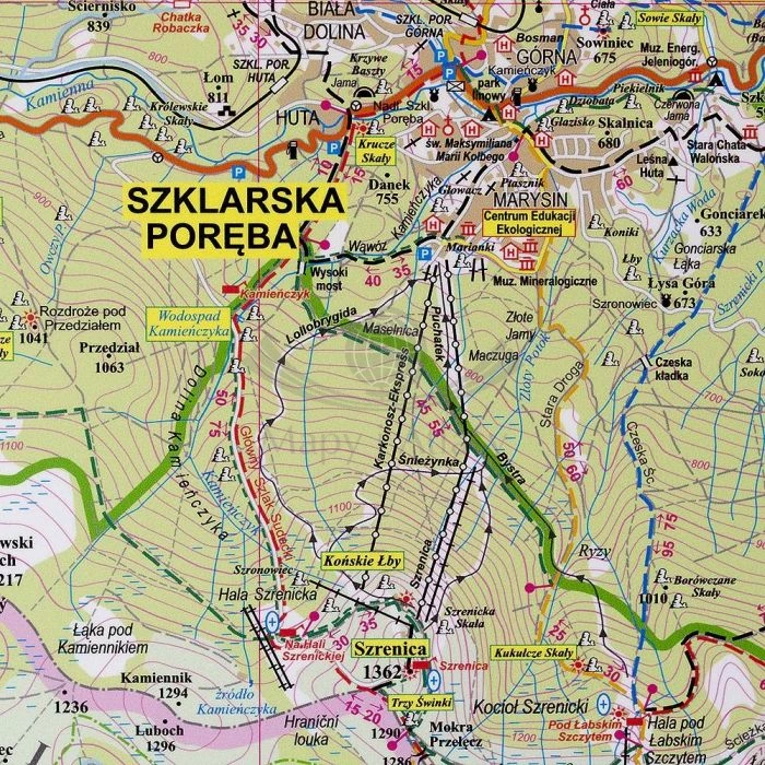 Karkonosze Polskie i Czeskie 1:35 000. Mapa ścienna turystyczna. Fragment 4