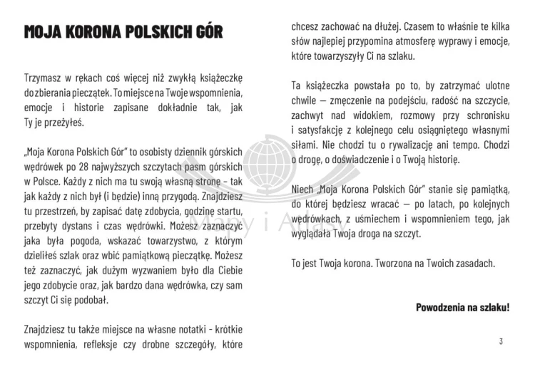 Książeczka "Moja Korona Polskich Gór". Wstęp