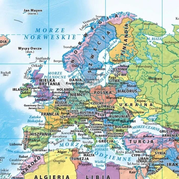 Świat. Mapa polityczna + flagi. Podkładka na biurko. Fragment 4