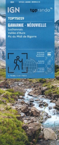Pireneje: Gavarnie, Neouvielle, Bagneres de Luchon. Mapa turystyczna 75 wydawnictwa IGN. Okładka