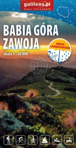 Babia Góra, Zawoja 1:30 000. Babiogórski Park Narodowy. Laminowana mapa turystyczna wydawnictwa Galileos. Okładka