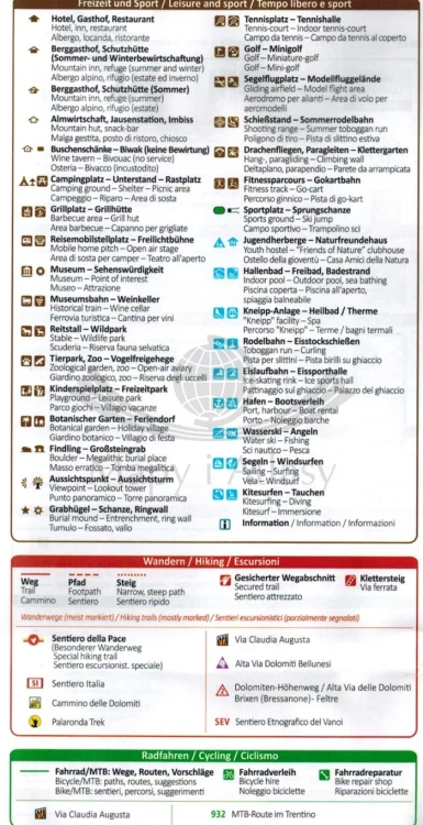 Pale di San Martino. Laminowana mapa turystyczna 653 wydawnictwo Kompass. Legenda 2