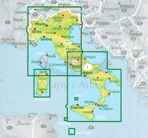 Włochy 1:600 000. Mapa samochodowo-turystyczna wydawnictwa Freytag & Berndt. Zasięg