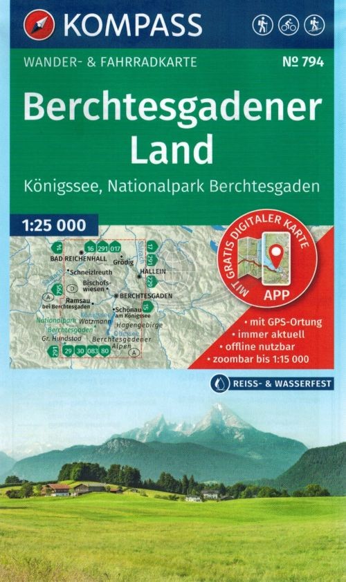Berchtesgadener Land, Königssee, Park Narodowy Berc. Wodoodporna mapa turystyczna 794. Wyd. 2026. Kompass
