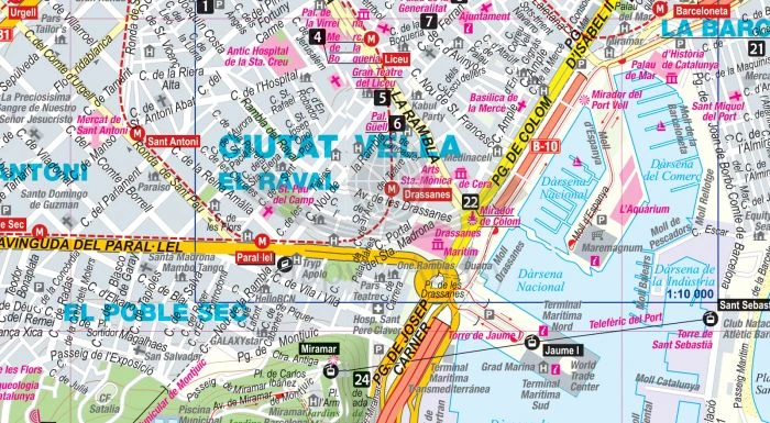 Barcelona. Laminowana mapa / Plan miasta + Miniprzewodnik wydawnictwa ExpressMap. Fragment 1