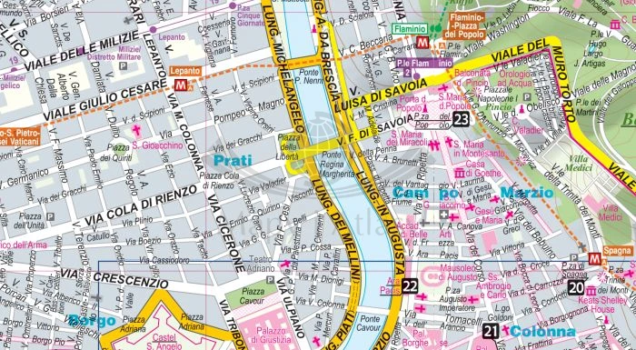 Rzym i Watykan. Laminowana mapa / Plan miasta + Miniprzewodnik wydawnictwa ExpressMap. Fragment 1