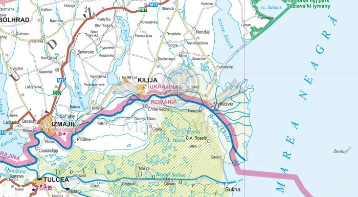 Rumunia i Mołdawia 1:800 000. Laminowana mapa samochodowo-turystyczna wydawnictwa ExpressMap. Fragment