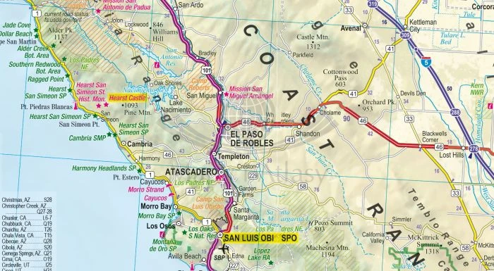 USA południowy-zachód. Laminowana mapa samochodowo-turystyczna wydawnictwa ExpressMap. Fragment