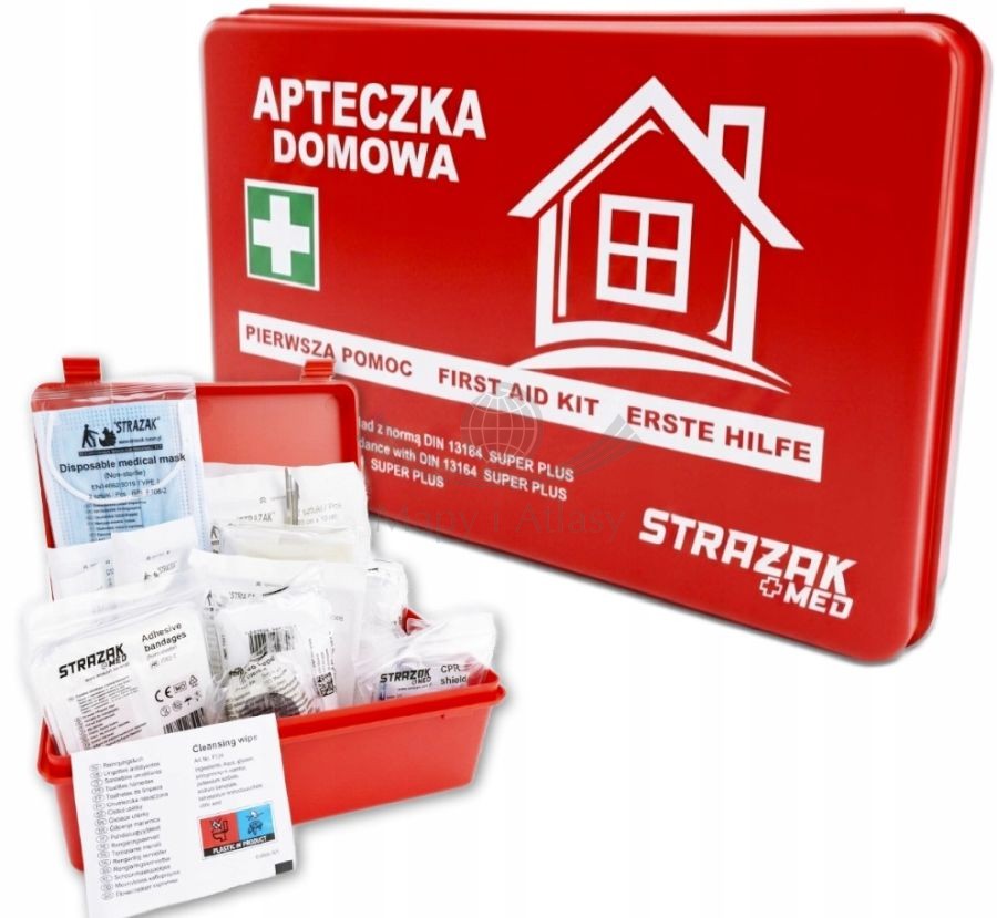 Apteczka domowa DIN 13164 SUPER PLUS w pudełku. Pierwsza pomoc