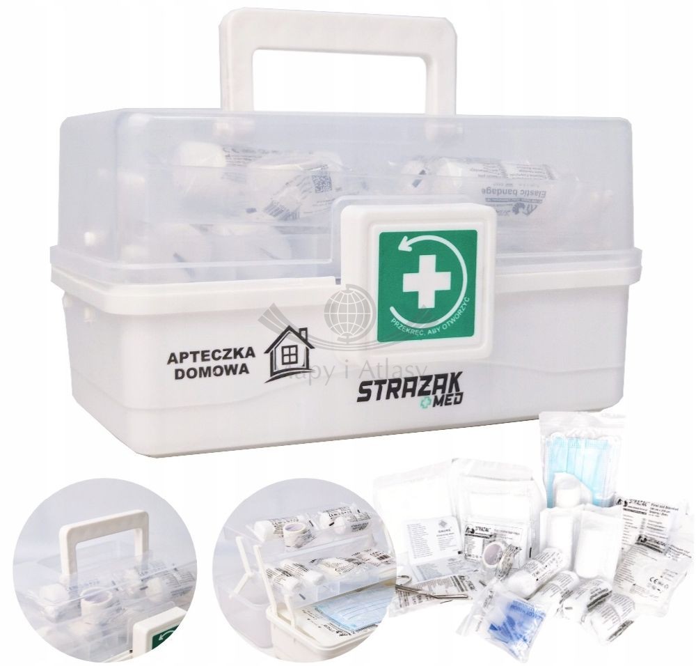 Apteczka domowa DIN 13164 w kufrze. Pierwsza pomoc