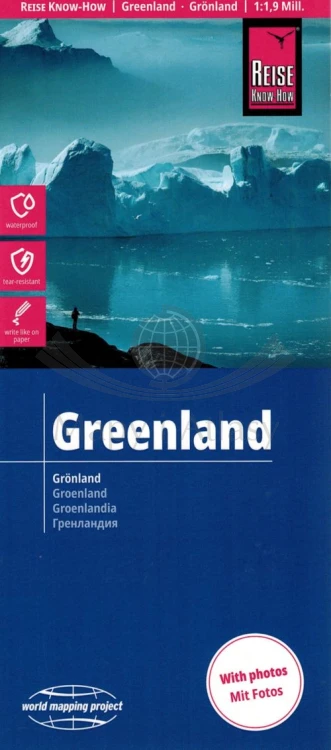 Grenlandia 1:1 900 000. Wodoodporna mapa samochodowa wydawnictwa Reise Know-How. Okładka