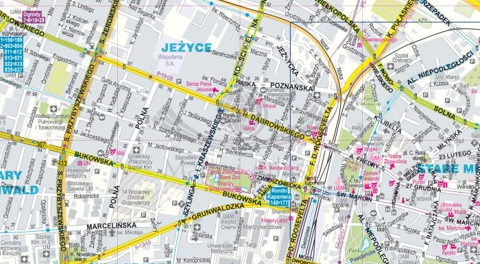 Poznań 1:20 000. Mapa / foliowany plan miasta wydawnictwa ExpressMap. Fragment