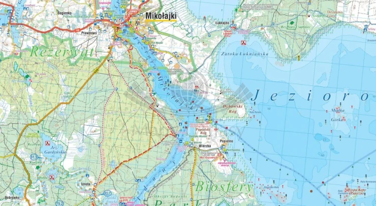 Mazury. Szlak Krutyni, Jezioro Śniardwy. Mapa turystyczna wydawnictwa Compass. Fragment
