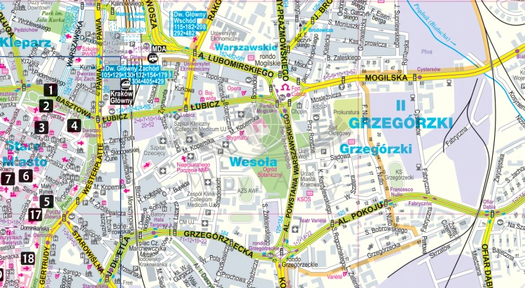 Kraków. Laminowana mapa / Plan miasta + Miniprzewodnik wydawnictwa ExpressMap. Fragment 1