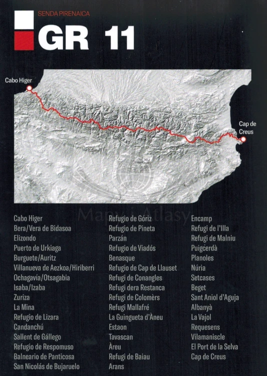 Pireneje: Senda Pirenaica 1: 50 000 0. Mapa turystyczna GR 11 wydawnictwa Editorial Alpina. Okładka - tył