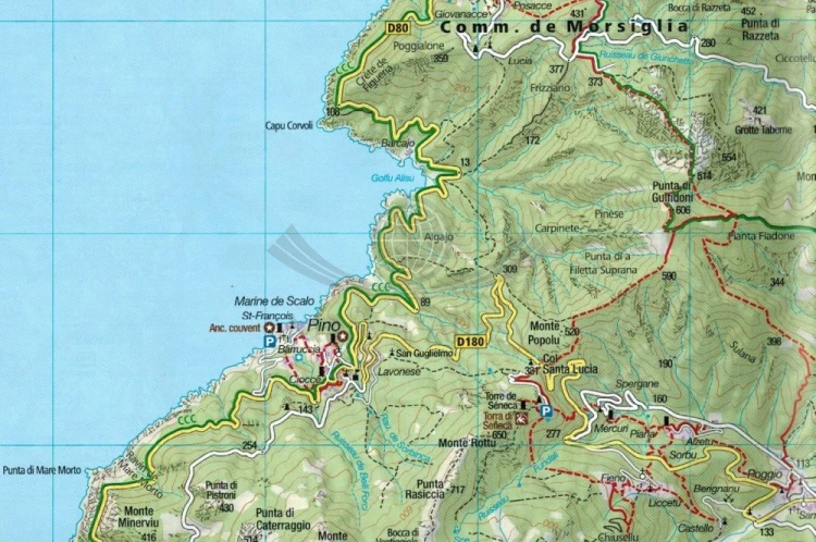 Korsyka, część północna. Zestaw trzech map turystycznych 2250 wydawnictwa Kompass. Mapa 1 - fragment