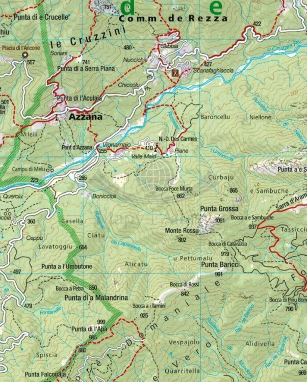 Korsyka, część północna. Zestaw trzech map turystycznych 2250 wydawnictwa Kompass. Mapa 3 - fragment