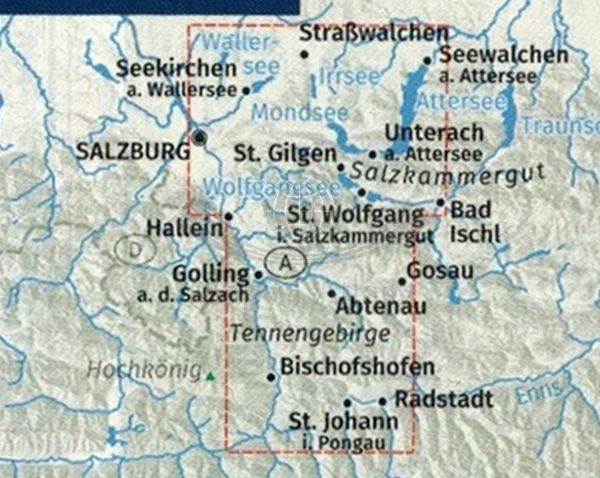 Salzburg i okolice. Zestaw dwóch map turystycznych 291 wydawnictwa Kompass. Mapa 2 - zasięg
