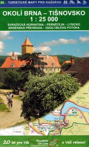 Brno, północne okolice / Tisnovsko, Blansko. Mapa turystyczna 85 wydawnictwa Geodezie On Line. Okładka