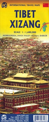 Tybet 1:1 680 000. Himalaje. Chiny, Nepal, Bhutan, Indie. Wodoodporna mapa samochodowo-turystyczna wydawnictwa ITMB. Okładka