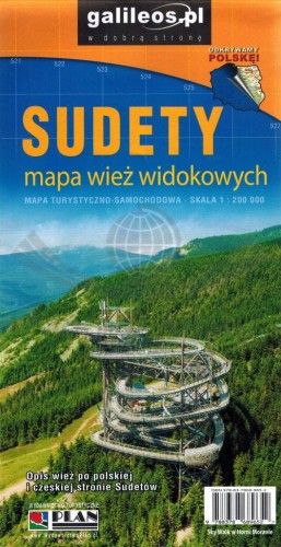 Sudety, mapa wież widokowych. Mapa turystyczna- samochodowa wydania Galileos. Okaładka