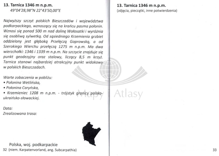 Książeczka odznaki "Korona Polski". Przykładowa strona