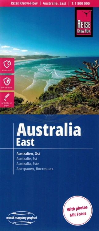 Australia, część wschodnia. Wodoodporna mapa samochodowa-turystyczna wydawnictwa Reise Know-How. Okładka