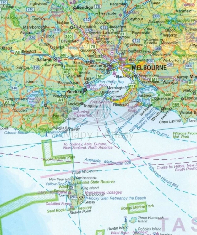 Australia. Wodoodporna mapa samochodowo-turystyczna wydawnictwa ITMB. Fragment
