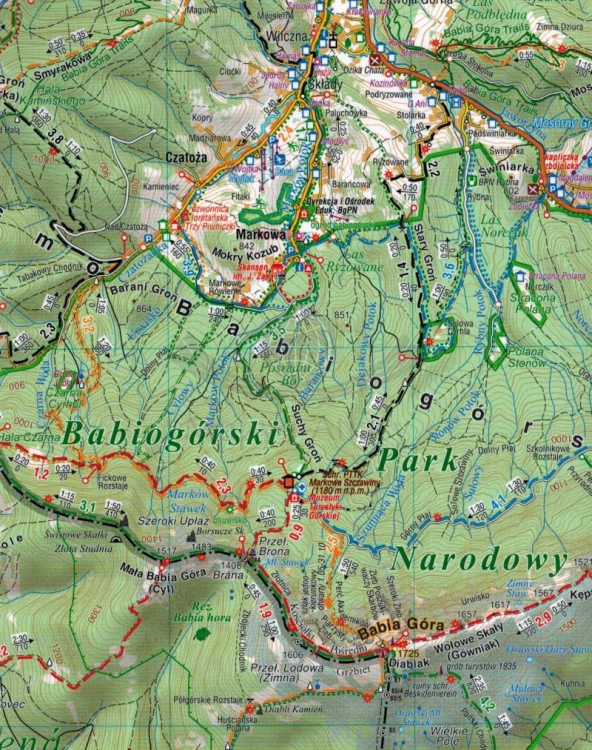 Beskid Żywiecki 1:50 000. Mapa laminowana wydawnictwa Compass. Fragment 1