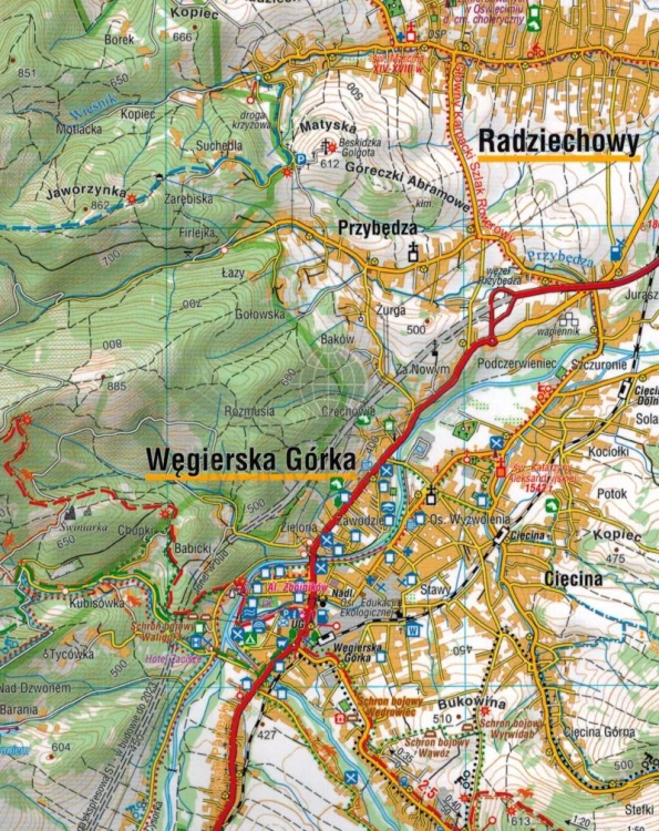 Beskid Żywiecki 1:50 000. Mapa laminowana wydawnictwa Compass. Fragment 3