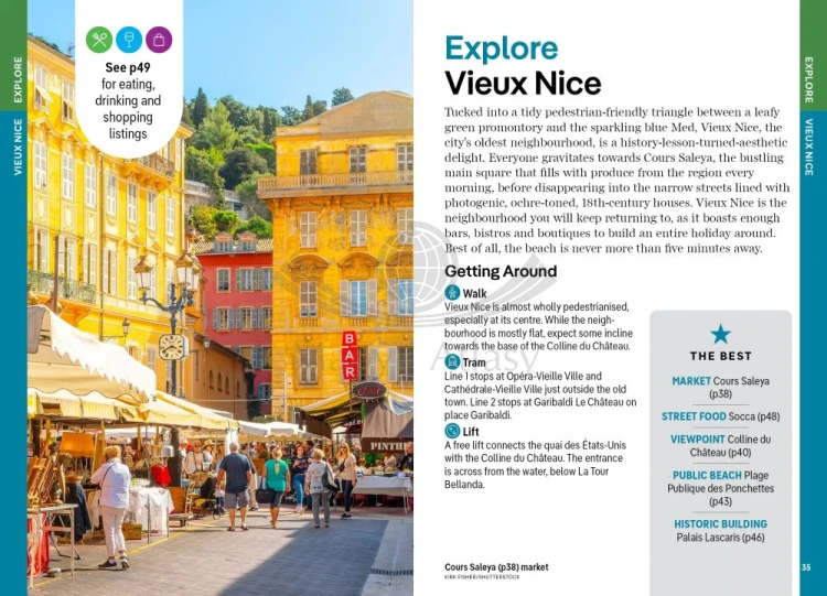 Nicea i Monako / Nice & Monaco. Przewodnik Pocket z mapą wydawnictwa Lonely Planet. Przykładowe strony 2