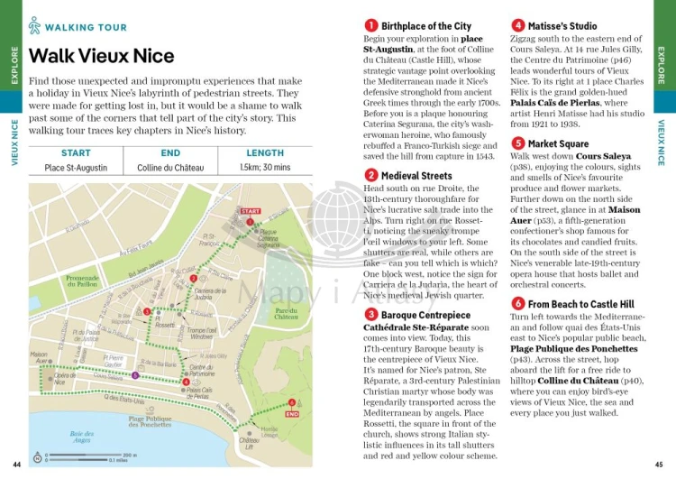 Nicea i Monako / Nice & Monaco. Przewodnik Pocket z mapą wydawnictwa Lonely Planet. Przykładowe strony 4