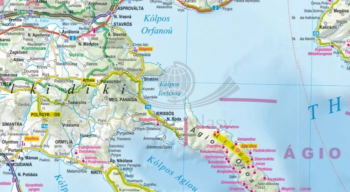 Grecja 1:750 000. Laminowana mapa samochodowo-turystyczna wydawnictwa ExpressMap. Fragment