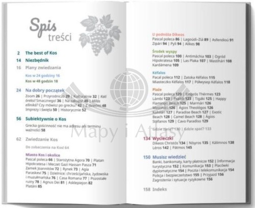 Kos. Przewodnik Lajt wydawnictwa Pascal. Spis treści