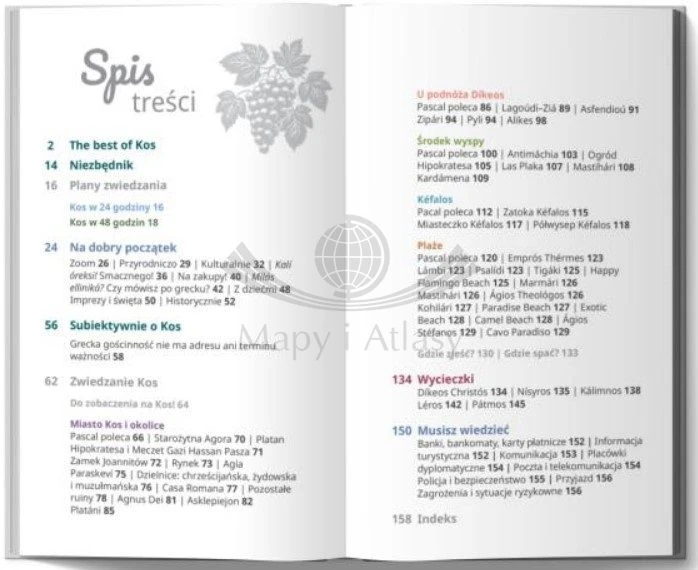 Kos. Przewodnik Lajt wydawnictwa Pascal. Spis treści