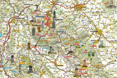 Sudety 1:200 000. Mapa samochodowo-turystyczna wież widokowych wydawnictwa Galileos. Fragment 1