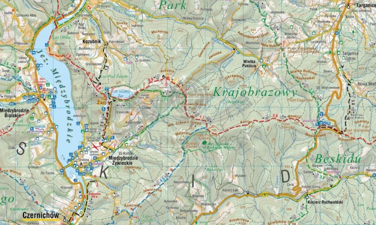 Beskid Mały 1:40 000. Laminowana mapa turystyczna wydawnictwa Compass. Fragment 2
