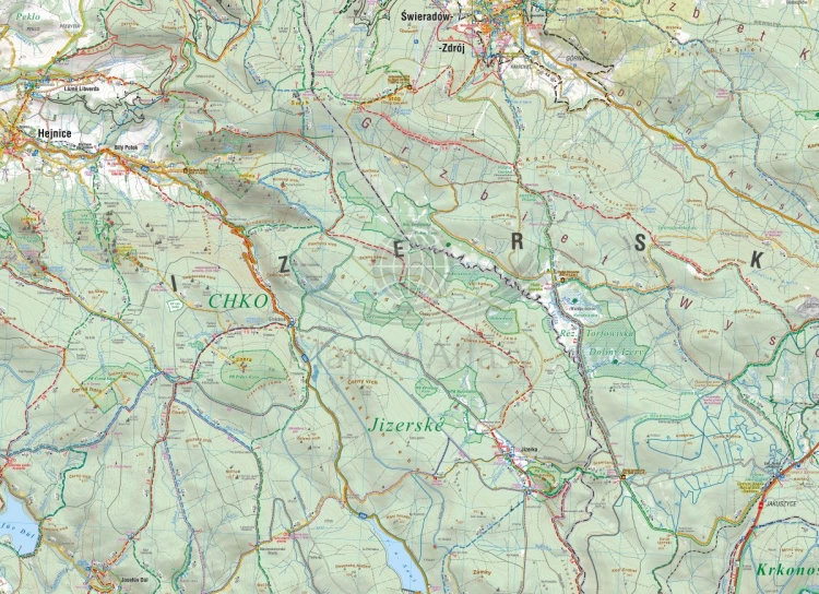 Góry Izerskie / Jizerske Hory 1:35 000. Laminowana mapa turystyczna wydawnictwa Compass. Fragment 1