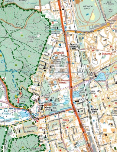 Trójmiejski Park Krajobrazowy i okolice. Laminowana mapa turystyczna wydawnictwa Cartomedia. Fragment 1