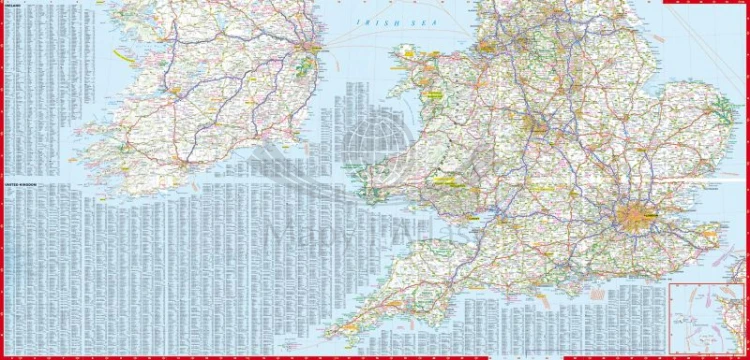 Wielka Brytania i Irlandia. Laminowana mapa samochodowo-turystyczna wydawnictwa ExpressMap. Druga strona