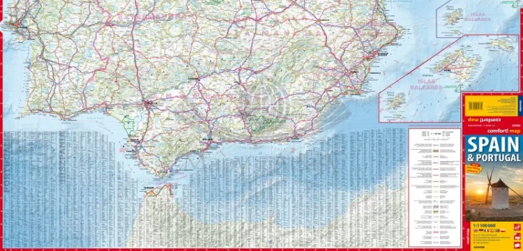 Hiszpania i Portugalia. Laminowana mapa samochodowa wydawnictwa ExpressMap. Strona pierwsza