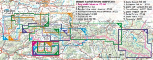 Tatry Polskie i Słowackie 1:55 000. Laminowana mapa turystyczna wydawnictwa ExpressMap. Zasięg