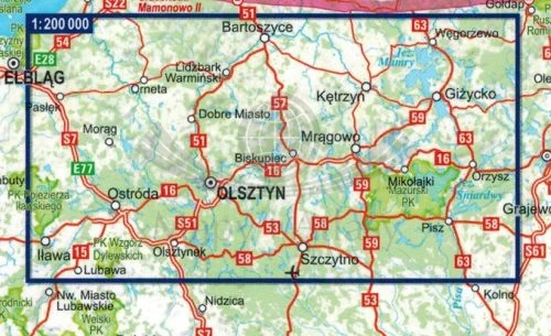 Mazury i Warmia Laminowana mapa turystyczna / Miniprzewodnik ExpressMap. Zasięg