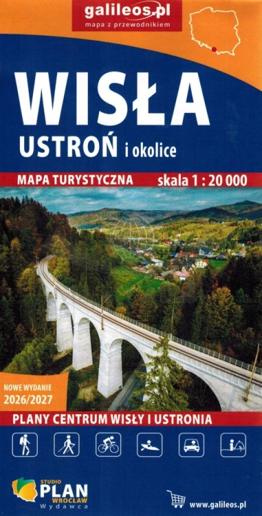 Wisła , Ustroń i okolice 1:20 000. Mapa turystyczna wydawnictwa Galileos. Okładka przód