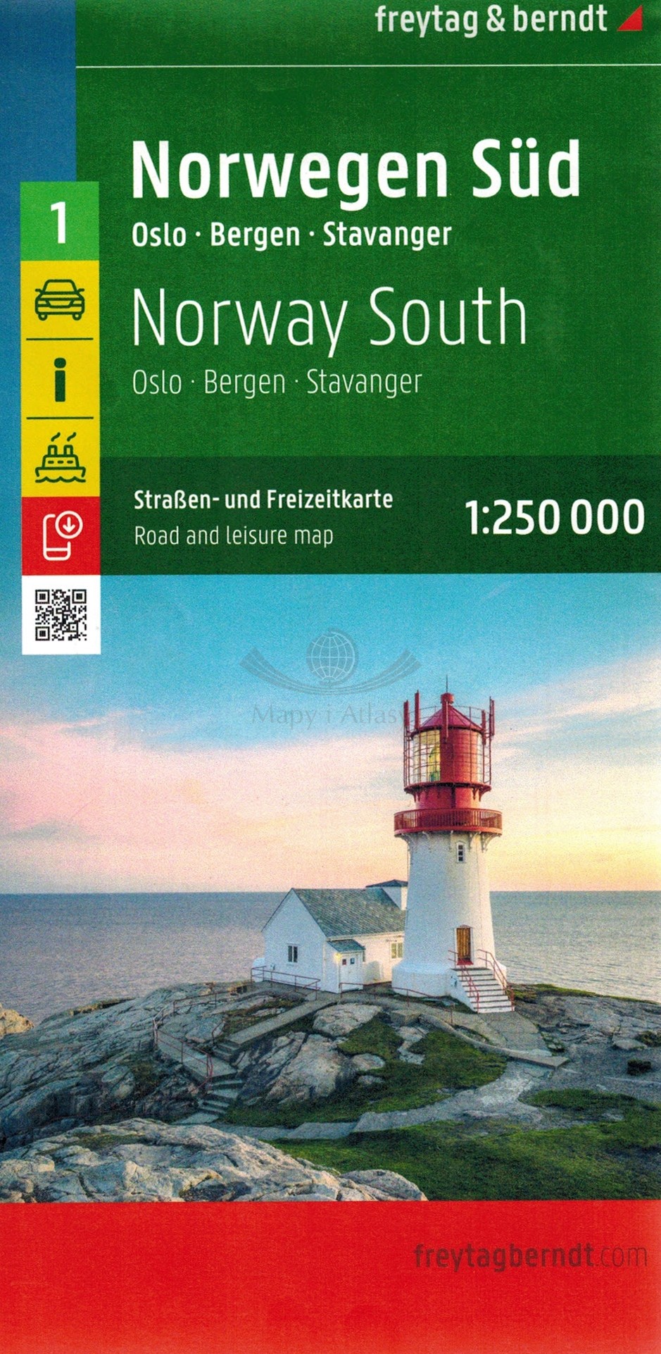 Norwegia Południowa. Oslo, Bergen, Stavanger 1:250 000. Mapa samochodowo-turystyczna /1/. Wyd. 2026. Freytag & Berndt