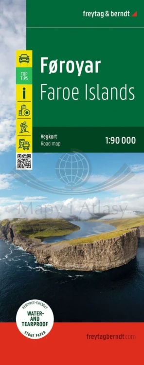 Wyspy Owcze 1:90 000. Wodoodporna mapa samochodowo-turystyczna wydawnictwa Freytag Berndt. Okładka