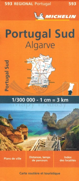 Portugalia, część południowa. Algarve. Mapa samochodowo-turystyczna 593 wydawnictwa Michelin. Okładka