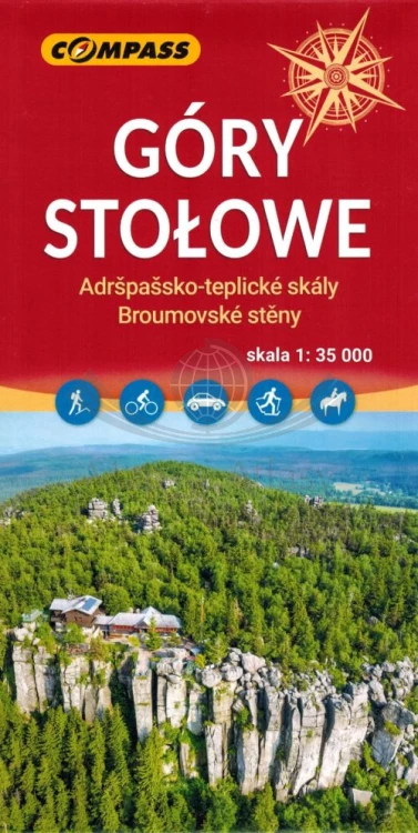 Góry Stołowe, Adrszpasko Teplickie Skały, Broumovske Steny. Mapa turystyczna wydawnictwa Compass. Okładka
